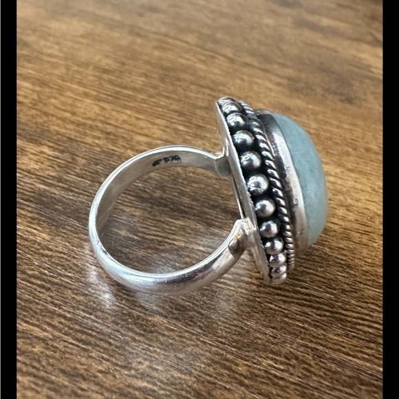 DP Sterling Silver Ring Natural Green Agate Womens India 12.1 GRAM SZ 7 QUALITY - Picture 3 of 3
